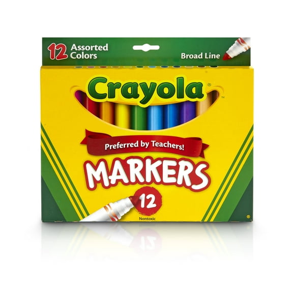 Crayola Broad Line Classic Markers, School Supplies, Child, 12 Pieces