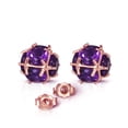 thumbnail image 2 of Galaxy Gold 14K Solid Rose Gold Stud Earrings with 5.7 Carat Natural Amethyst, February Birthstone, Symbol of Serenity, 2 of 3