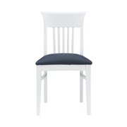 Linon Walcott Set of 2 Slat Back Dining Chairs Faux Leather Seats in White Wood