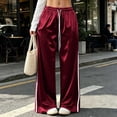 thumbnail image 2 of Tsesme Women’s Satin Track Pants Elastic Waist Straight Long Pants with Drawstring Loose Fits Soft Daily Casual Bottoms with Pockets, 2 of 7