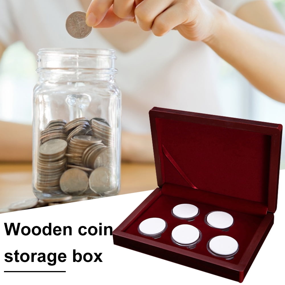 Details about   Wooden Coin Display Case Storage Box For 5 Coins of 27mm with Coin Gaskets 