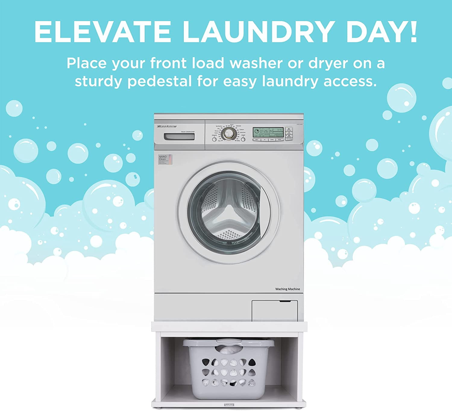 IVATION Laundry Pedestal for Washer and Dryer - Elevated Storage & Easy Access