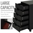 thumbnail image 3 of HOMCOM 5 Drawer Storage Organizer Office Cabinet with Nordic Minimalist Modern Style & Wheels, Black, 3 of 8