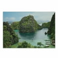 thumbnail image 1 of Island Cutting Board, Landscape of Majestic Cliff in Philippines Wild Hot Nature Resort Off Picture, Decorative Tempered Glass Cutting and Serving Board, Small Size, Green Brown Blue, by Ambesonne, 1 of 1