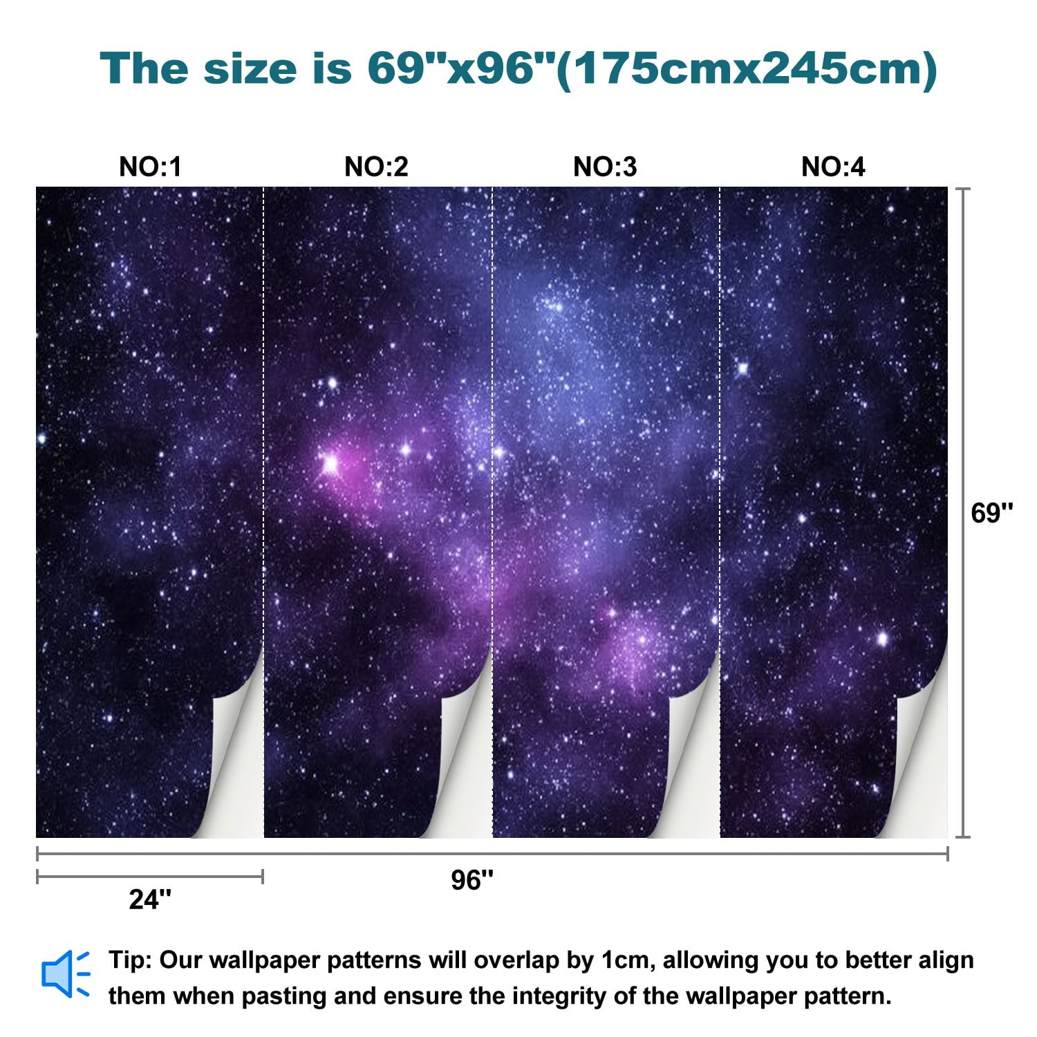 Peel and Stick Wallpaper Space galaxy Modern Art Wall Mural Decor Self Adhesive and Removable 69in x 98in
