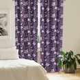 thumbnail image 2 of Ambesonne Floral Curtains, Flower Patterned Design, Pair of 28"x95", Lilac Dark Purple White, 2 of 5