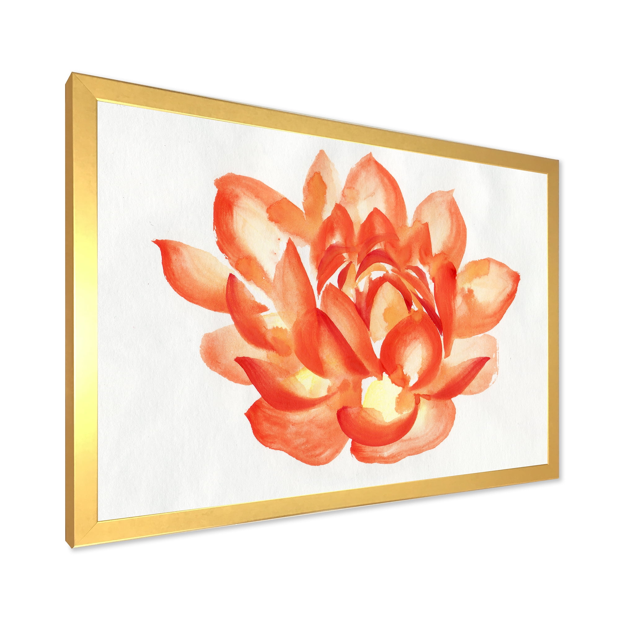 Designart 'Ancient Detail of A Orange Lotus' Traditional Framed Art Print