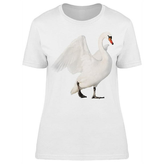 White Swan With Open Wings T-Shirt Women -Image by Shutterstock, Female x-Large