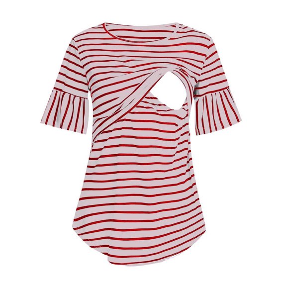 asdoklhq Maternity Clothes for Women,Womens Nursing Round Neck Short Sleeve Round Neck Breastfeeding Blouse