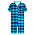 thumbnail image 2 of FAHXNVB Men Plaid Pajamas Sets Short Sleeve Button-Down Sleepwear Tops and Shorts Sets Two-Pieces Loungewear with Pockets, 2 of 5