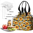 thumbnail image 4 of Sunflowers Striped Black and White Drawstring Lunch Bag Women - Drawstring Lunch Bag Insulated for Work Office - Stain-Resistant Large Lunchbags for Women with Multi-Pockets, 4 of 6