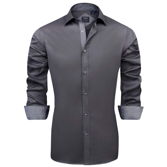 Camisa de vestir J.VER para hombre, sin arrugas, corte regular, gris
