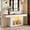 White & Brown, variant on Aheaplus 63" Farmhouse Console Table with LED Lights & Charging Station - Narrow Entryway/Sofa Table for Living Room, Foyer, Entry,White & Brown