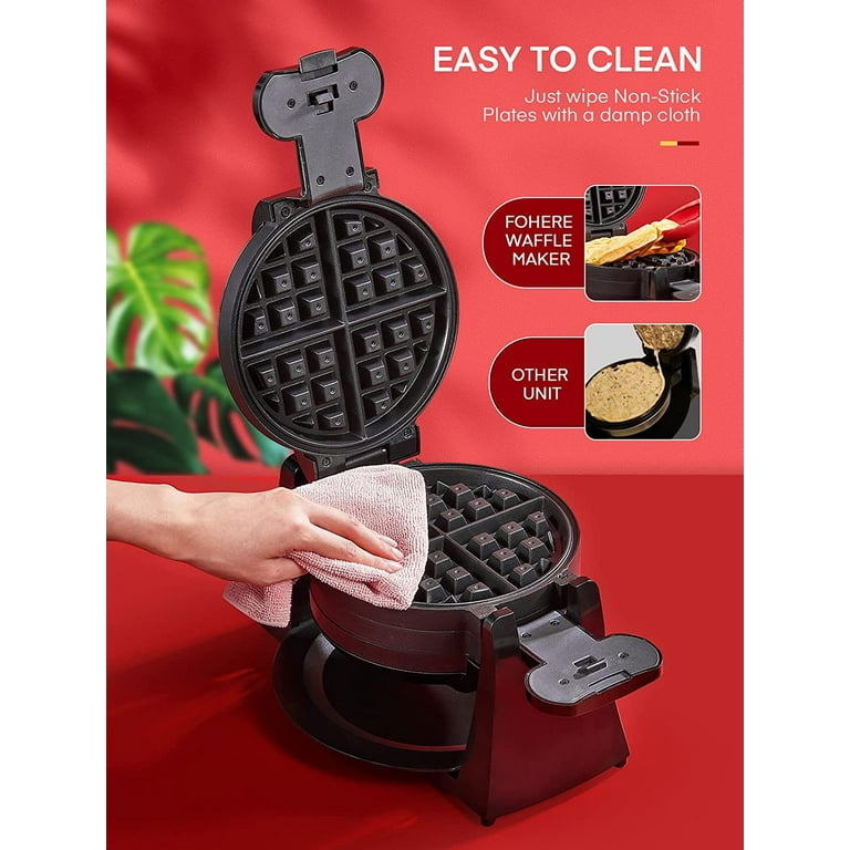 Waffle Maker, Belgian Waffle Maker Iron 180° Flip Double Waffle,  8 Slices, Rotating & Nonstick Plates, Removable Drip Tray, Cool Touch  Handle, Black, 1400W: Home & Kitchen