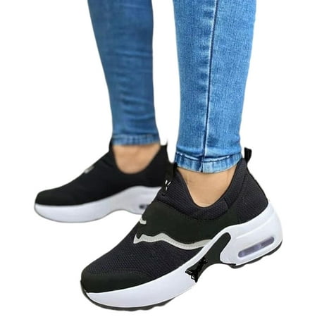 

Womens Walking Shoes Slip on Sock Sneakers Lady Girls Nurse Mesh Air Cushion Platform Loafers Fashion Casual Running Shoes Breathable Mesh Upper Shoes
