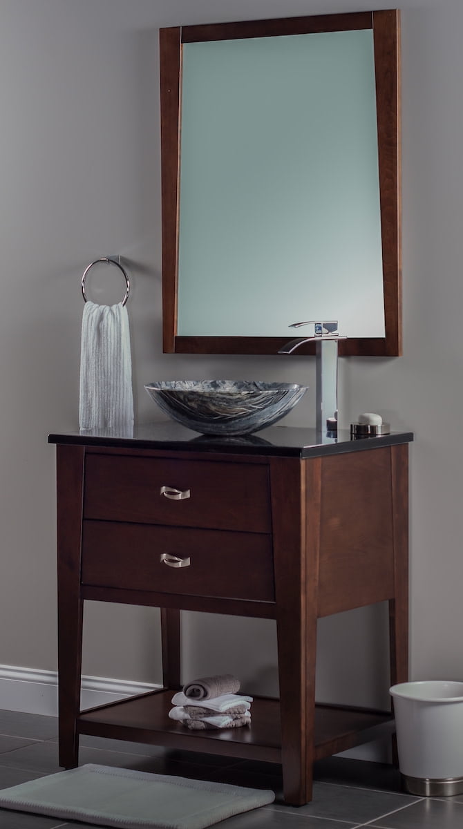 Miseno MNO-ML-PC Circular 17" Marble Vessel Bathroom Sink; Polished Chrome Drain