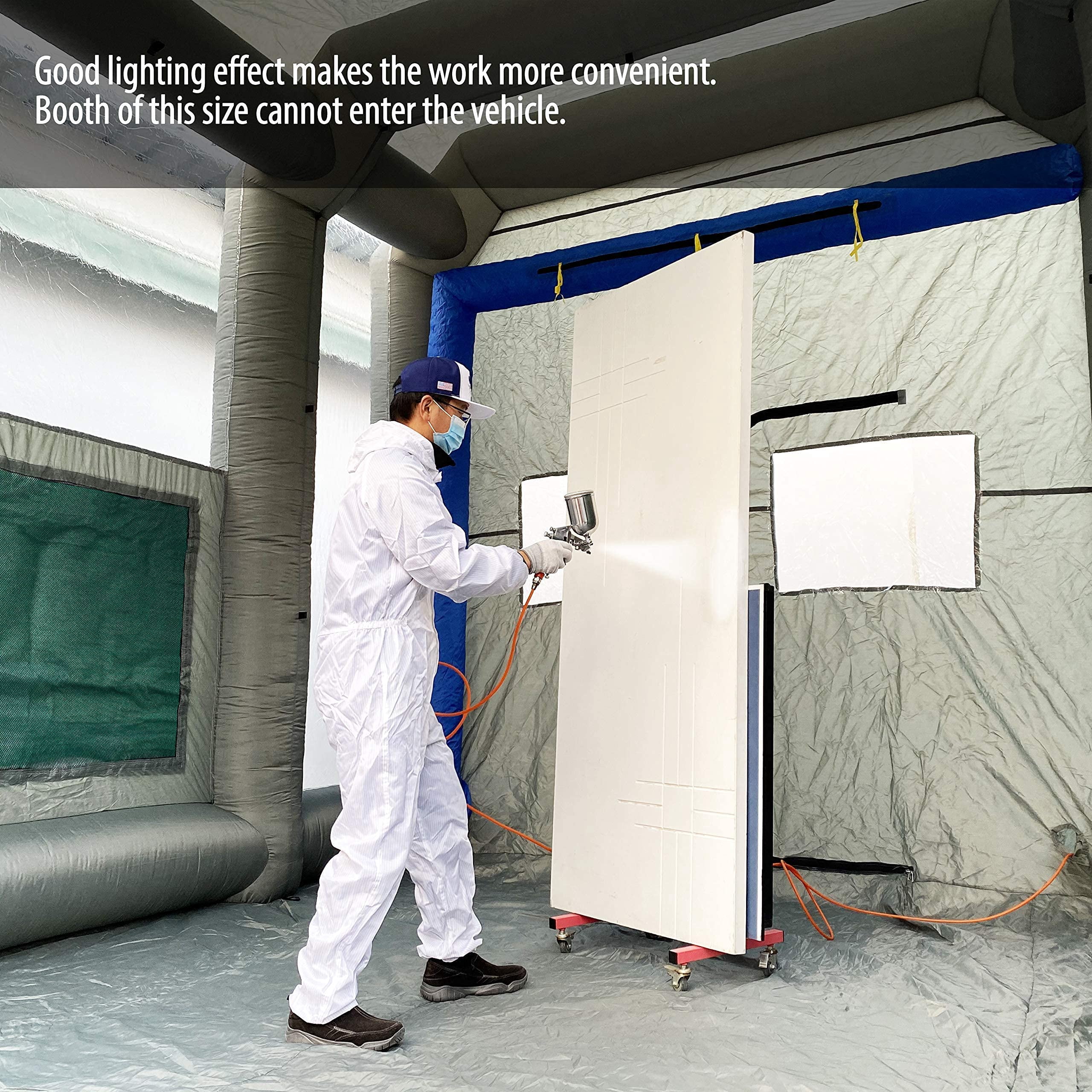 Sewinfla Professional Inflatable Paint Booth 12.5x11.2x11.2Ft with Air Extractor Device, Portable Spray Paint Booth with High Efficient Ventilation System for Cars, Auto Parts, Furnitures Painting