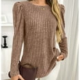 thumbnail image 6 of Dxzfnsa Womens Long Sleeve Shirts Fall Fashion Tops 2025 Crewneck Dressy Sweaters Tunic Winter Clothes Casual Outfits Pullover, 6 of 7