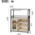 thumbnail image 2 of 3 - tier wine bar gabinete con led, detachable wine rack, almacenamiento space, glass holder, y mesh door, gris, para kitchen, sala de estar, y bar, 2 of 8