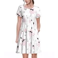 thumbnail image 1 of Honeii Robe à Manches Courtes Imprimé Chien Mignon, Robe Décontractée Confortable, Mélange Polyester Spandex Doux, Tenue Quotidienne Élégante pour l'Été, Parfaite pour les Voyages et les Vacances, 1 of 6