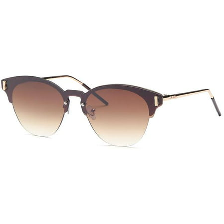 Mia Nova MN2017-114 BROWN Semi-Rimless Round Style Sunglasses, Brown