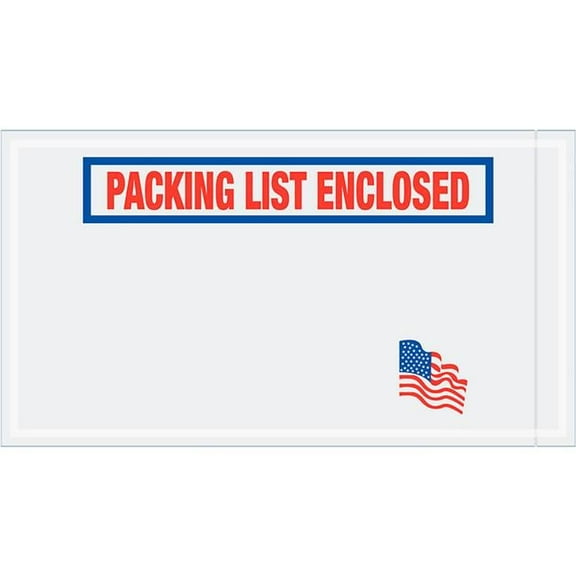 5.5 x 10 in. USA Flag Envelopes - Packing List Enclosed - Red, White & Blue - 1000 per Case