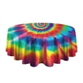 thumbnail image 5 of Colorful Tie Dye Star Mandala Pattern Round Tablecloth 60"x60",Wrinkle Wipeable Table Cloth for Kitchen Dining Room Picnic Patio Party, 5 of 6