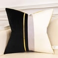 thumbnail image 1 of Funda de cojín de terciopelo con retazos de cuero azul marino y oro blanco a rayas, funda de almohada moderna de lujo, almohada decorativa para sofá, sala de estar, dormitorio, coche Ofspeizc CZJJ-YX200-8, 1 of 2
