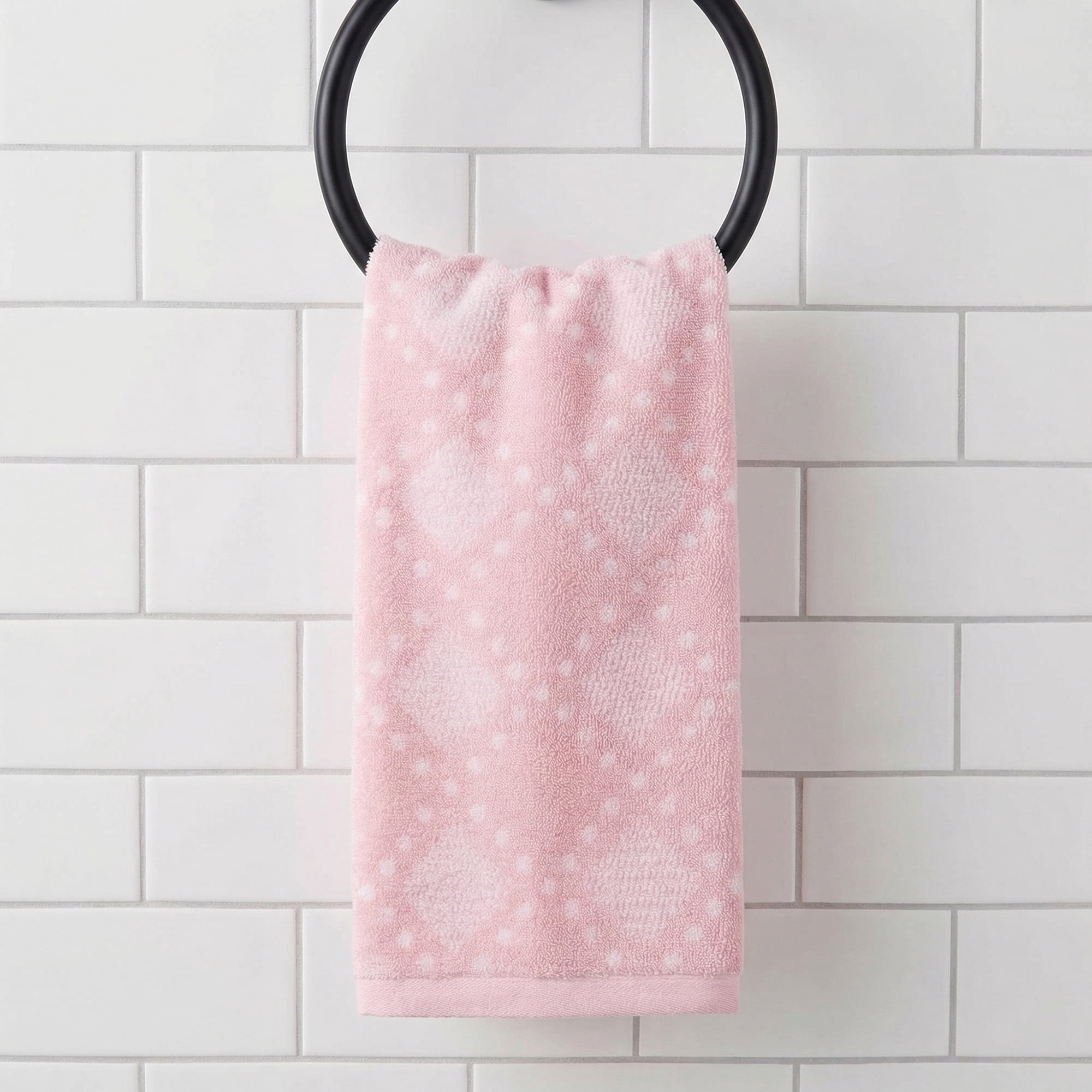Unique Bargains Diamond Pattern Cotton Hand Towel Red 29" x 13"