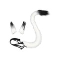 thumbnail image 3 of Diadema con orejas de gato, accesorios para disfraces de cosplay, diadema con cola de animal, aro para el cabello. Blanco Negro, 3 of 9