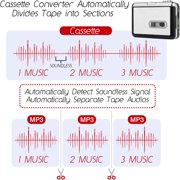 Reshow Portable Cassette Player USB to MP3 Converter, Tape Digital Converter, Built-in Speaker, White