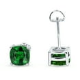 thumbnail image 2 of 8mm Solitaire Screw Back Stud Earring Cushion Cut CZ Solid 925 Sterling Silver, 2 of 5