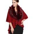 thumbnail image 1 of LinYooLi Women's Faux Fur Collar Shawl Wrap Fashionable Solid Color Poncho Cape Open Front Cardigan for Fall Winter 2022, 1 of 4