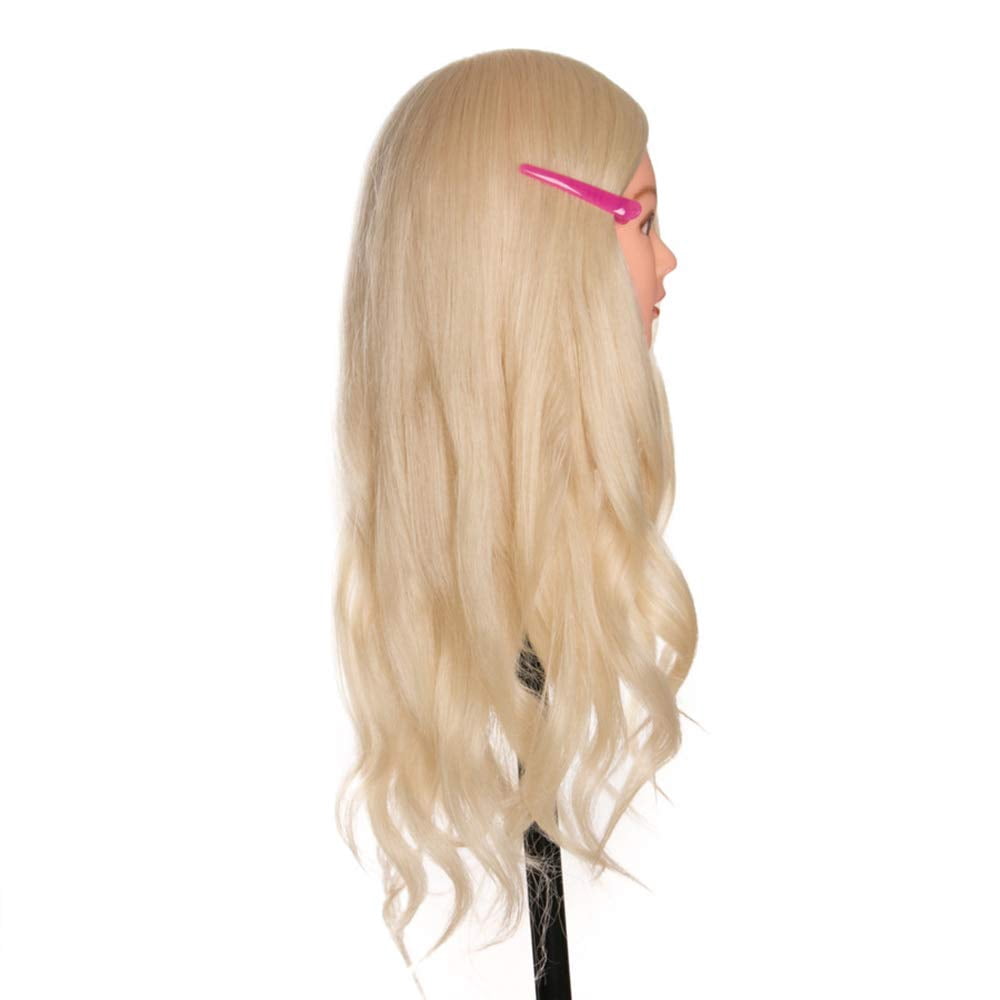 Mannequin Head,  24 Inch Creamy-White Long Hair Styling Training Head Manikin Cosmetology Doll Head with Clamp Stand and Accessories (Suitable for Straightening, Curling, Perming)
