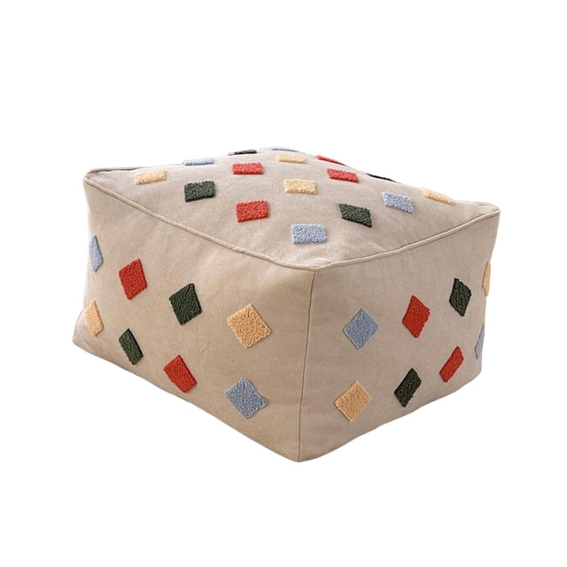 Cojín de suelo, puf, reposapiés para sentarse en el suelo, adultos, niños, yoga, sofá cama. Blanco cálido B