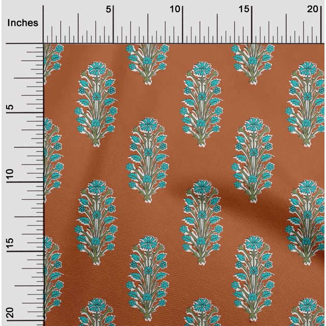 oneOone Cotton Flex Fabric Leaves & Floral Block Printed Craft Fabric BTY 40 Inch Wide