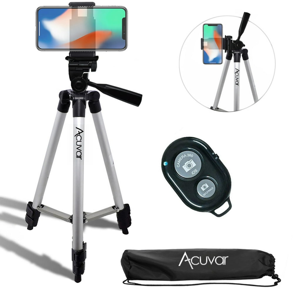 Acuvar 50" Inch Aluminum Camera Tripod with Universal Smartphone Mount
