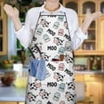 thumbnail image 6 of White Cow Milk Moo Pattern Apron-Garden Aprons for Women with Pockets-Cotton Linen Waterproof Kitchen Cooking Gardening Aprons Adjustable for Kitchen,Cooking,BBQ and Salon 33x27 Inch, 6 of 7