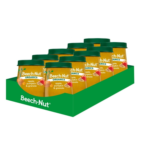 Beech-Nut Organics Stage 2 Organic Baby Food, Apple Pumpkin & Granola, 4 oz Jar (10 Pack)