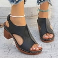 thumbnail image 2 of Sandals for Women Heel Ankle Strap Wedge Casual On Beach Open Toe Summer Shoes High Heels Peep T-Strap Cutout Back Comfy Heeled Dressy Low Arch Support Vacation Sandal, 2 of 9