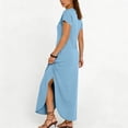 thumbnail image 5 of Yievot Womens Maxi Dresses Casual Button Short Sleeve Long Sundress Side Slit Summer Vacation Beach Dress, 5 of 5