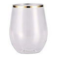 thumbnail image 5 of BalsaCircle 12 Gold Rim 12 oz Clear Disposable Plastic Stemless Wine Glasses, 5 of 8