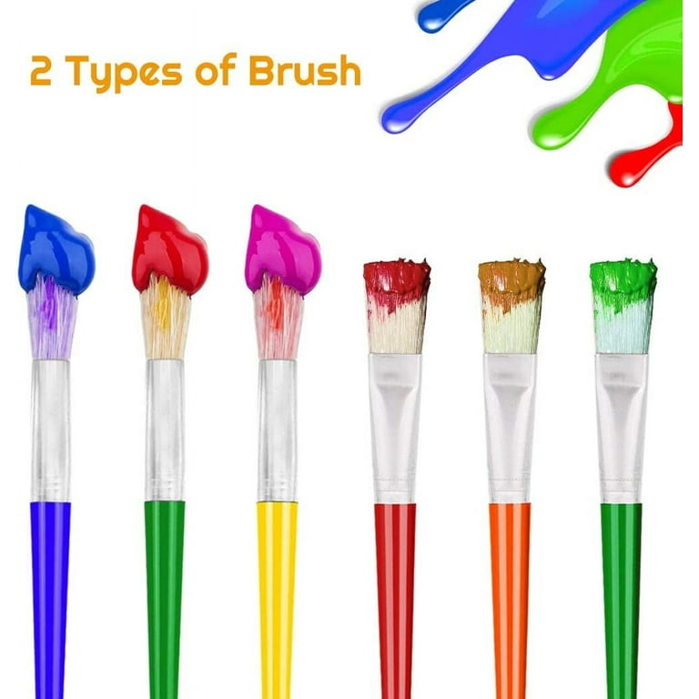 8-piece Set Of Paint Brushes For Kids - Big Washable Chubby