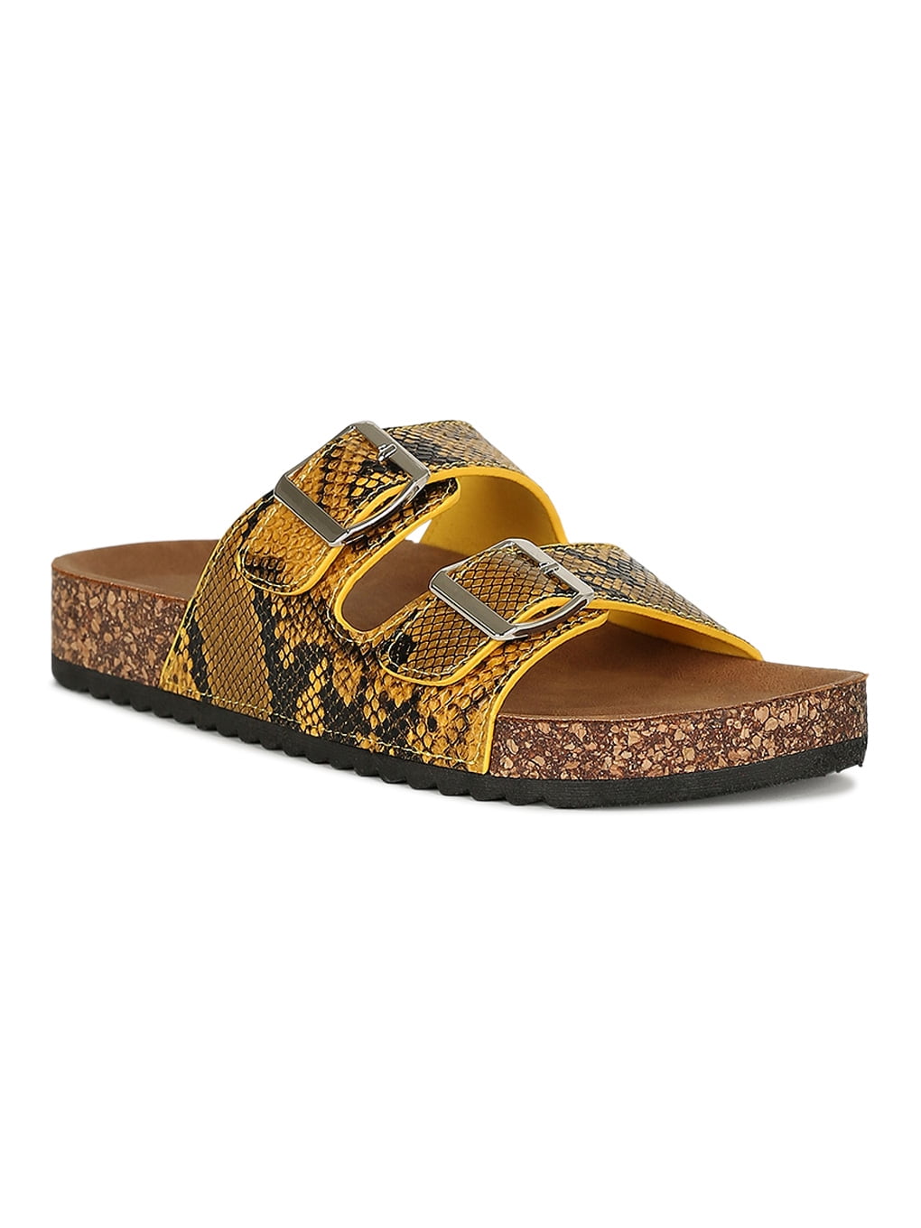 double buckle footbed sliders