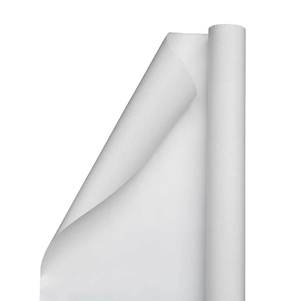 JAM Gift Wrapping Paper, White Glitter, 25 Sq Ft, Rolls Sold Individually