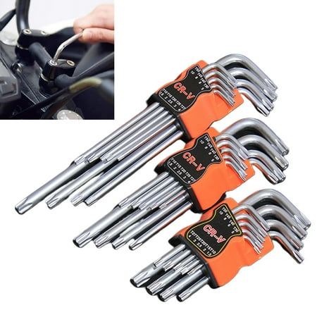 

Porfeet 9Pcs/Set Double End L Shape Screwdriver Hex Allen Wrench Torx Head Spanner Tools(M)