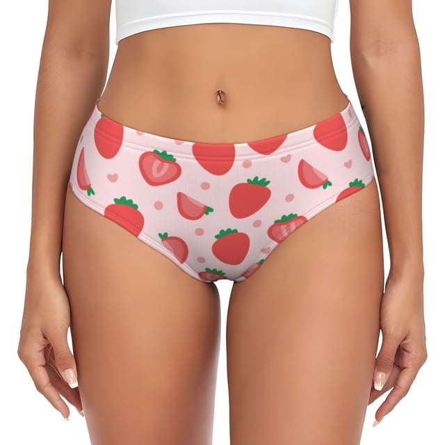 Balery Strawberry Ropa Interior de Algodón para Mujer con Dibujo – Braguitas Cómodas y Elásticas, Estilo Clásico-4X-Large