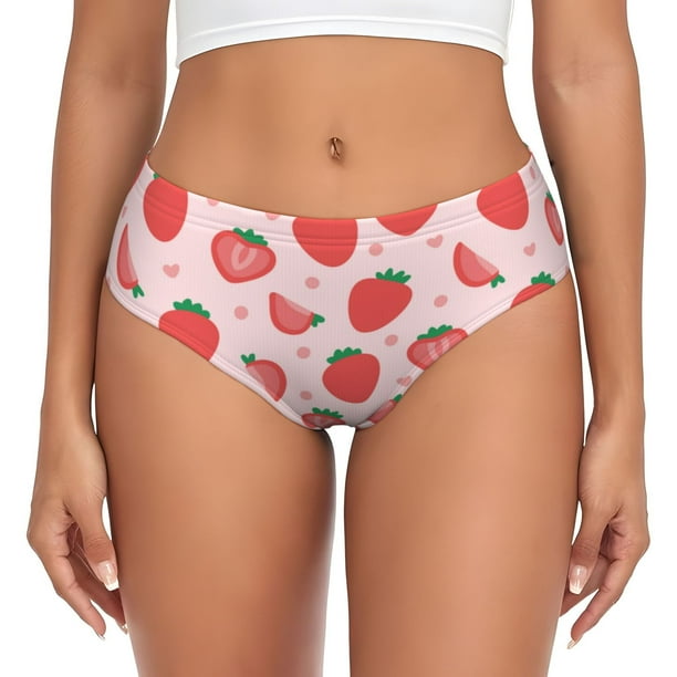 Fotbe Strawberry Calzones Estampados para Mujer – Ropa Interior de Algodón, Cómoda, Suave y Elástica-Medium