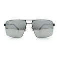 thumbnail image 3 of Mens Thin Metal Rim Spring Hinge Air Force Rectangle Officer Gentleman Sunglasses [Black - Silver Mirror], 3 of 7
