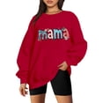 thumbnail image 2 of Mama Oversized Crewneck Pullover for Women - Casual Long Sleeve Round Neck Sweatshirt Top, 2 of 4